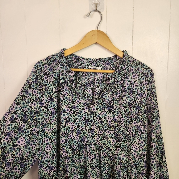 Penningtons Blue Floral Long Sleeve Tiered Peasant Prairie Dress Plus Size 22 - Picture 6 of 10